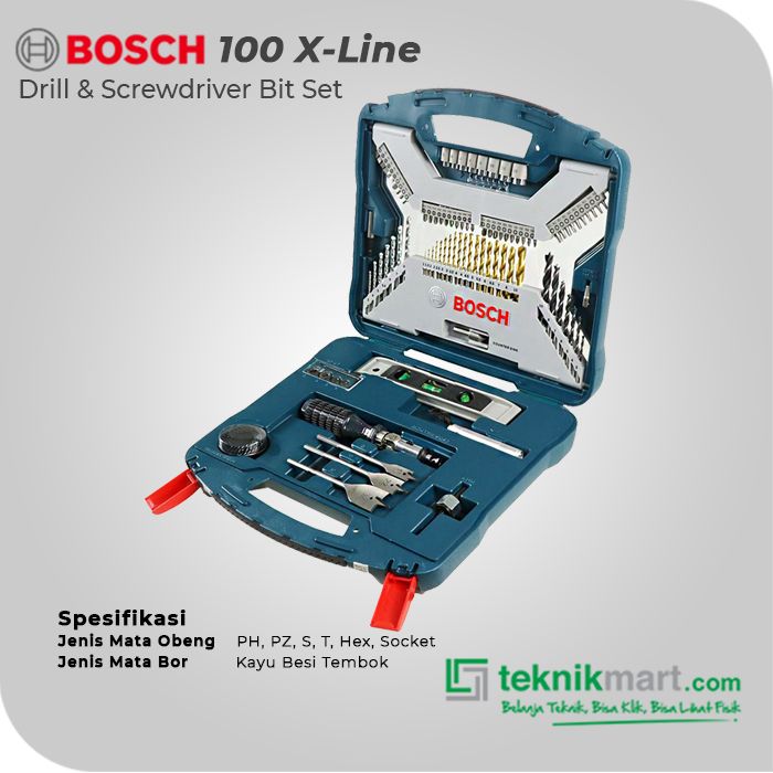 Bosch 100 X LINE Drill Screwdriver Bit Set Mata Bor Obeng Set 2607017397