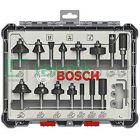 Bosch 15Pcs Trim and Edging Router Bit Set with 1/4" shank diameter / Mata Router Set 2607017473