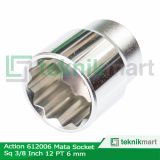 Action 612006 Mata Socket Sq 3/8 Inch 12PT 6 mm 