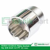 Action 612015 Mata Socket Sq 3/8 Inch 12PT 15 mm 