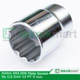 Action 693-009 Mata Socket Sq 1/2 Inch 12PT 9 mm 