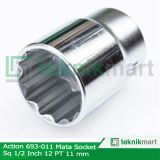 Action 693-011 Mata Socket Sq 1/2 Inch 12PT 11 mm 