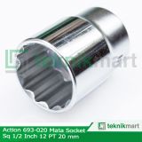 Action 693-020 Mata Socket Sq 1/2 Inch 12PT 20 mm 