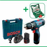 PROMO Bosch GSB 120-LI 12 V Bor Baterai Reversible Dengan Mata Bor Bosch X-Line Set For Multi Material 33 Pcs