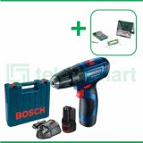 Bosch GSB 120-LI Gen3 12V Bor Baterai Reversible Dengan Mata Bor Bosch CYL-4  Multi Material 8 Pcs