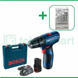 Bosch GSB 120-LI Gen3 12 V Bor Baterai Reversible Dengan Mata Bor Bosch CYL-4  Multi Material 5 Pcs
