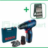 Bosch GSR 120 - LI Gen3 12 V Bor Baterai Reversible Dengan Mata Obeng Bosch X-Line Set  25 Pcs