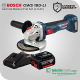Bosch GWS 18 V-Li 18Volt 115mm Cordless Angle Grinder / Gerinda Tangan Baterai Full Set (Baterai 2.0 Ah)