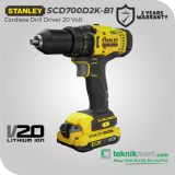 Stanley SCD700D2K 20V 2.0Ah Cordless Drill Driver / Bor Obeng Baterai