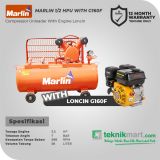 Marlin MRL 1/2 HP Kompresor Angin Unloader Dengan Mesin Bensin  G160F