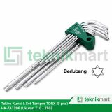 Tekiro HK-TA1206 9 Pcs T10-T50 Kunci L Set Tamper Torx Lubang