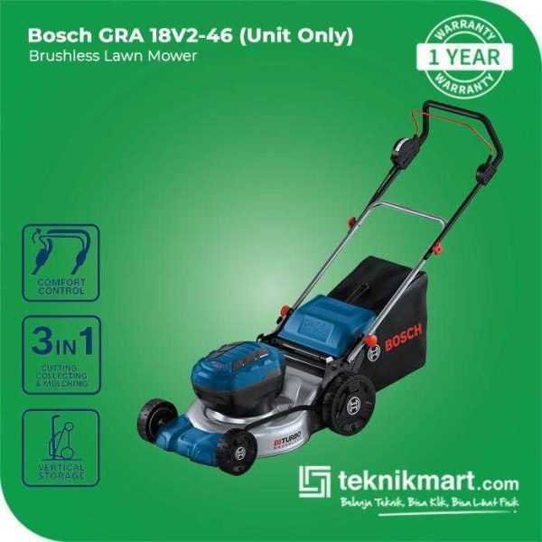 BOSCH GRA 18V2-46 BRUSHLESS LAWN MOWER 2X18V 46CM 60L (UNIT ONLY)