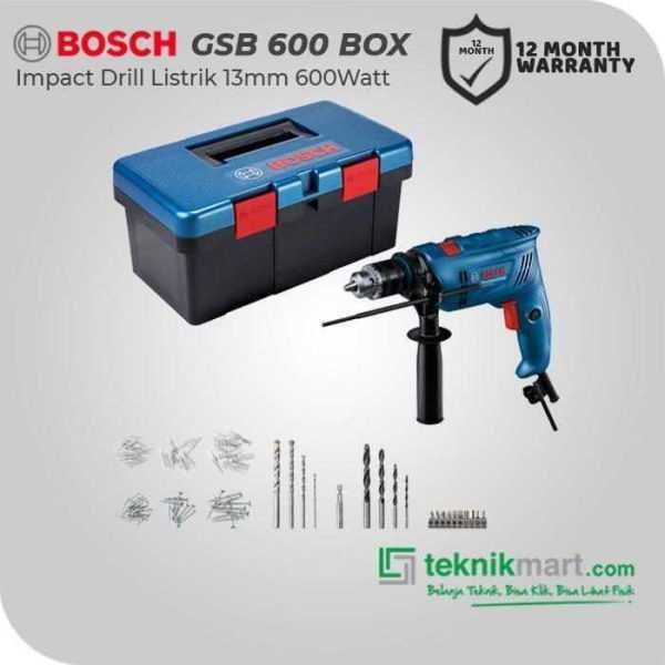 BOSCH GSB 600 IMPACT DRILL WITH FISHERMAN BOX KIT 600WATT 13MM