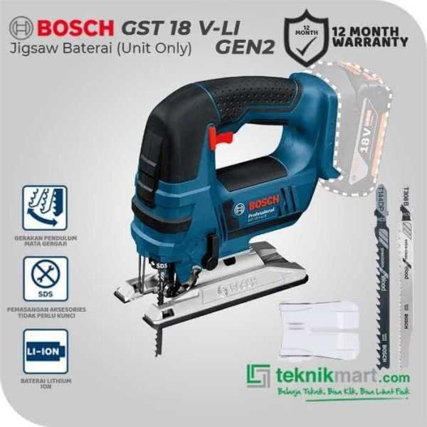 BOSCH GST 18 V-LI GEN2 CORDLESS JIGSAW 18VOLT 23 MM 2700 SPM (UNIT ONLY)