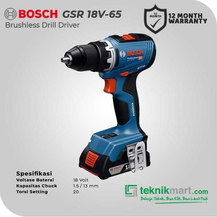 BOSCH GSR 18V-65 BRUSHLESS DRILL DRIVER 18VOLT 13MM (2X BATT, 1X CHARGER, 1X CASE) - Image 2