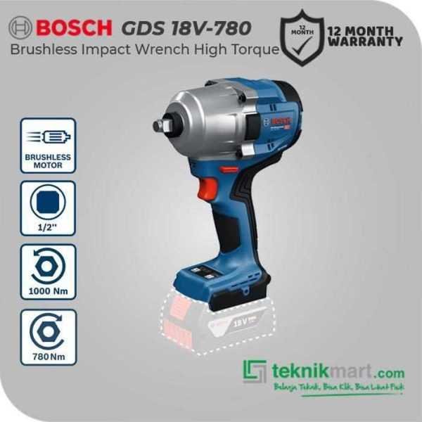 BOSCH GDS 18V-780 BRUSHLESS IMPACT WRENCH 18V SQ 1/2" 780NM (UNIT ONLY)