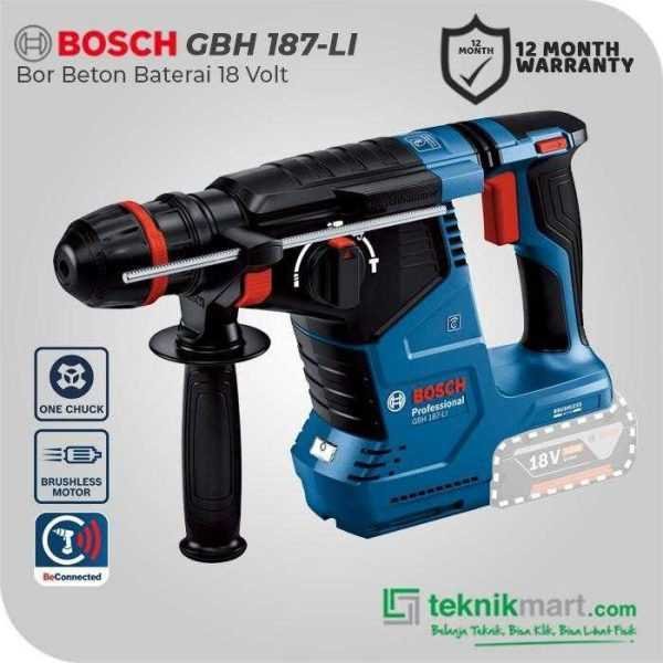 BOSCH GBH 187-LI BRUSHLESS ROTARY HAMMER ONECHUCK 18VOLT 2.4J 980RPM (UNIT ONLY)