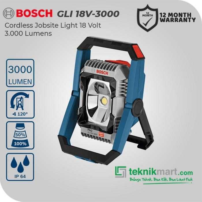 BOSCH GLI 18V-3000 CORDLESS JOBSITE LIGHT 18V 3.000LUMENS (UNIT ONLY)