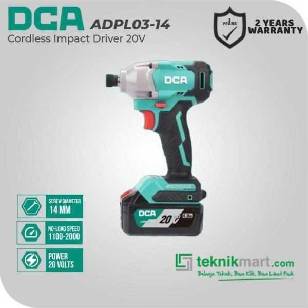 DCA ADPL03-14EM BRUSHLESS IMPACT DRIVER 20VOLT (2X BATT, 1X CHARGER, CASE)