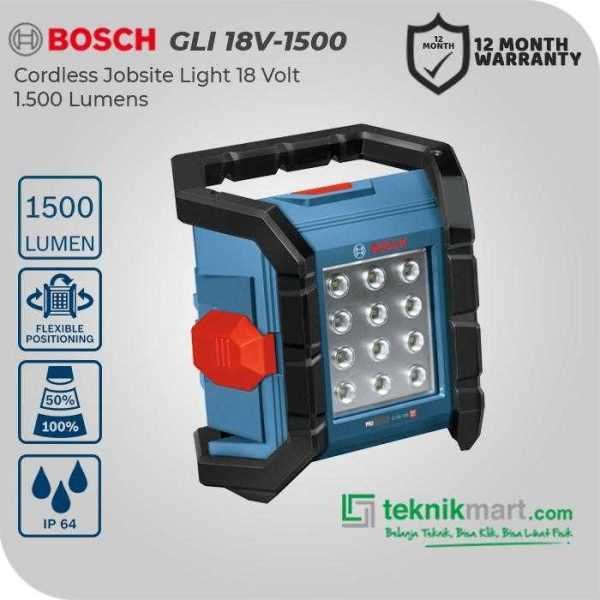 BOSCH GLI 18V-1500 CORDLESS JOBSITE LIGHT 18V 1.500LUMENS (UNIT ONLY)