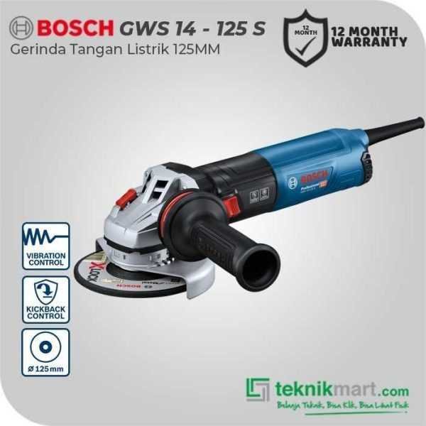 BOSCH GWS 14-125 S SMALL ANGLE GRINDER WITH VARIABLE SPEED 1400WATT 125MM / 5 INCH