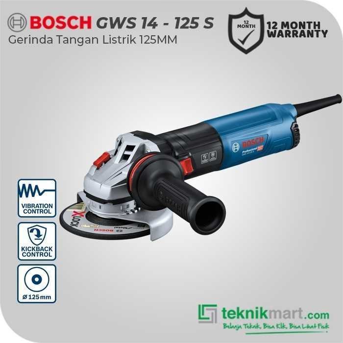 BOSCH GWS 14-125 S SMALL ANGLE GRINDER WITH VARIABLE SPEED 1400WATT 125MM / 5 INCH