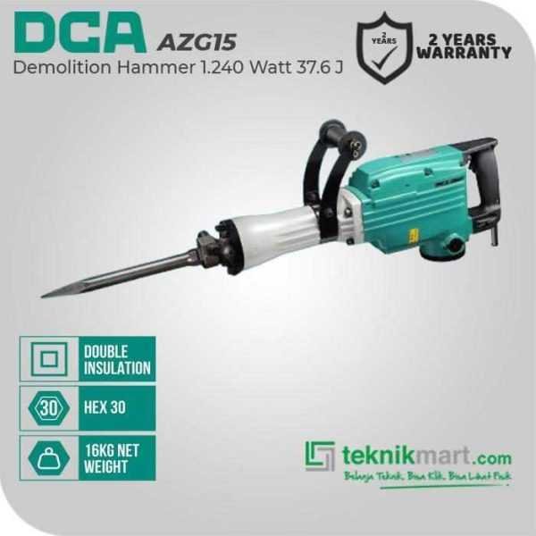 DCA AZG15 DEMOLITION HAMMER 1240WATT 37.6JOULE (HEX 30)