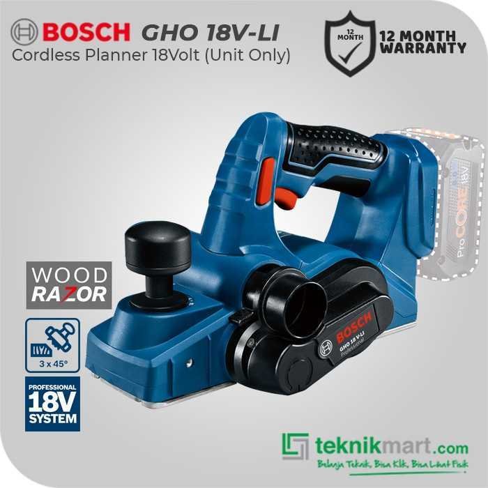 BOSCH GHO 18 V-LI CORDLESS PLANNER 18VOLT 1.6MM 14000RPM (UNIT ONLY)