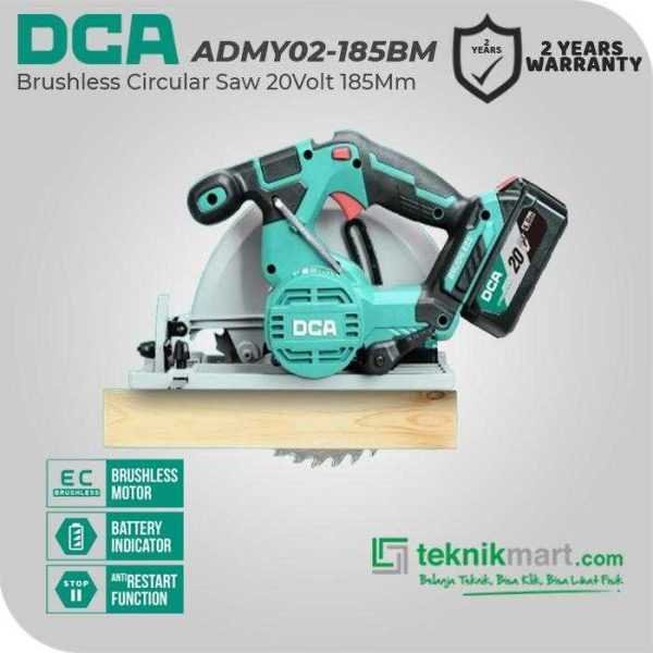 DCA ADMY02-185BM BRUSHLESS CIRCULAR SAW 20VOLT 185MM (2X BATT, 1X CHARGER, CASE)