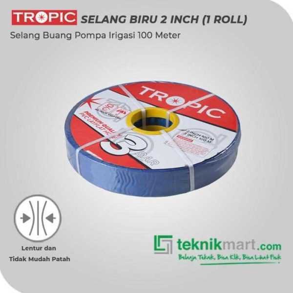 TROPIC SELANG BUANG WARNA BIRU 2" 3 BAR 1ROL @100 MTR