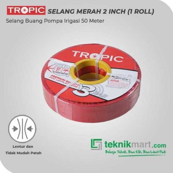 TROPIC SELANG BUANG WARNA MERAH 2" 3 BAR 1ROL @50 MTR