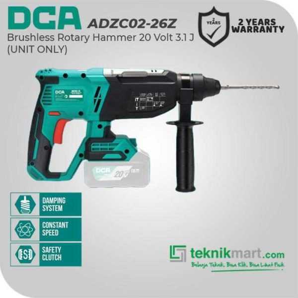 DCA ADZC02-26Z BRUSHLESS ROTARY HAMMER 20VOLT (UNIT ONLY)