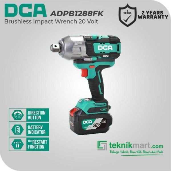 DCA ADPB1288FK BRUSHLESS IMPACT WRENCH 20VOLT SQ 3/4" 1700NM (2X BATT, 1X CHARGER, CASE)