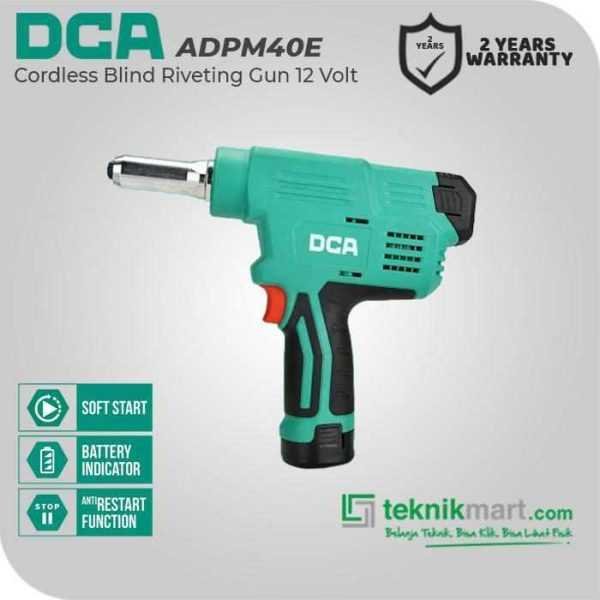 DCA ADPM40E CORDLESS BLIND RIVETING GUN 12VOLT (2X BATT, 1X CHARGER, CASE)