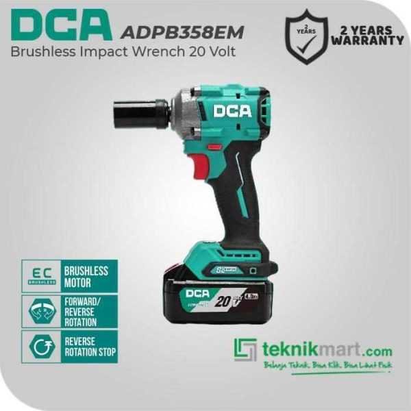 DCA ADPB358EM BRUSHLESS IMPACT WRENCH 20V SQ 1/2" 358NM (2X BATT 4.0AH, 1X CHARGER, CASE)
