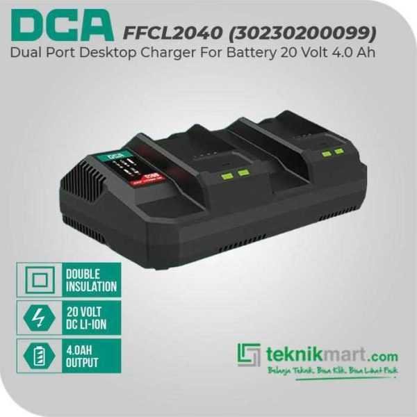 DCA FFCL2040 DUAL DESKTOP CHARGER FOR BATTERY 20VOLT 4.0A (30230200099)