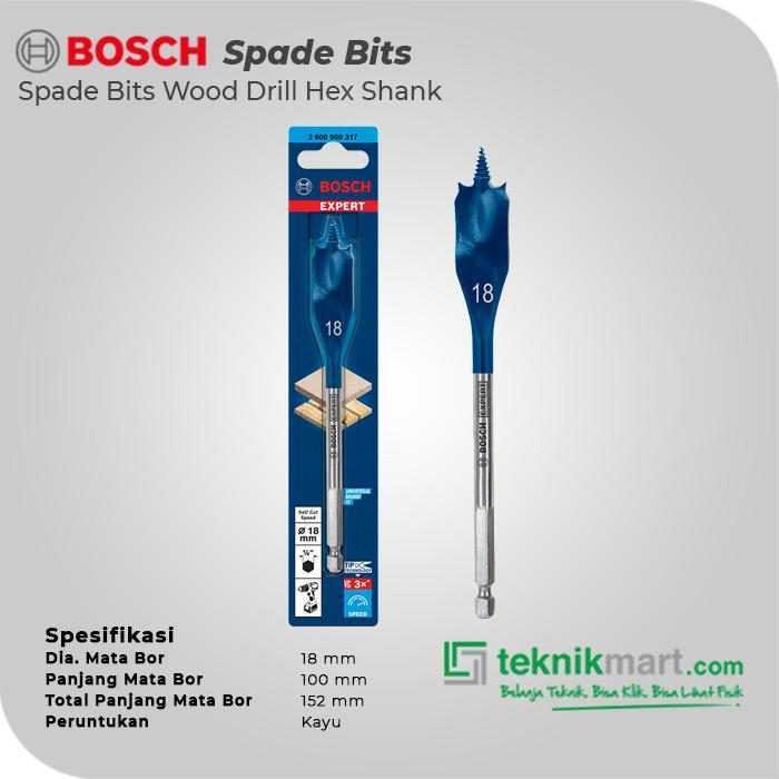 BOSCH SPADE BITS (SELF CUT SPEED) WOOD DRILL BITS 18X152MM HEX SHANK - Image 2