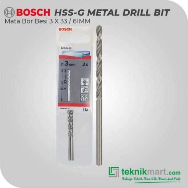 BOSCH HSS-G METAL DRILL BIT 3 X 33 / 61 MM (2PCS)