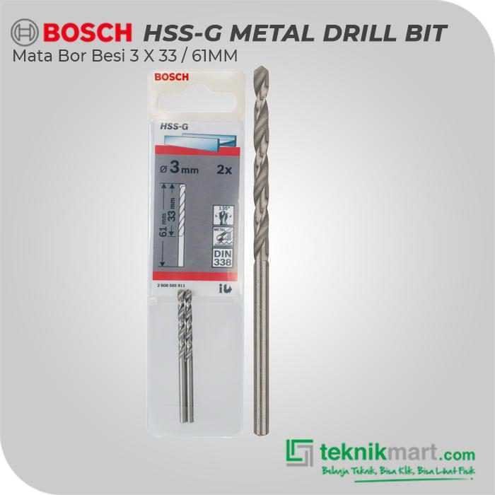 BOSCH HSS-G METAL DRILL BIT 3 X 33 / 61 MM (2PCS)