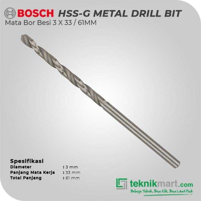 BOSCH HSS-G METAL DRILL BIT 3 X 33 / 61 MM (2PCS) - Image 2