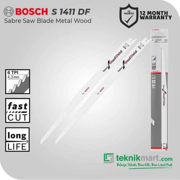 BOSCH S1411DF SABRE SAW BLADE HEAVY FOR WOOD & METAL 300MM (2 PCS)