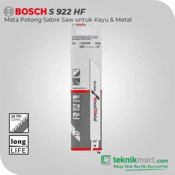 BOSCH S 922 HF SABRE SAW BLADE FLEXIBLE FOR WOOD AND METAL 150MM / 6" (2 PCS)