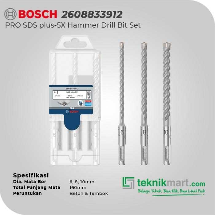 BOSCH SDS PLUS-5X HAMMER BITS 3PCS 6/8/10MM X 160MM - Image 3