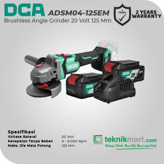 DCA ADSM04-125EM BRUSHLESS ANGLE GRINDER 20V 125MM (2X BATT 4.0AH, 1X CHARGER) - Image 2