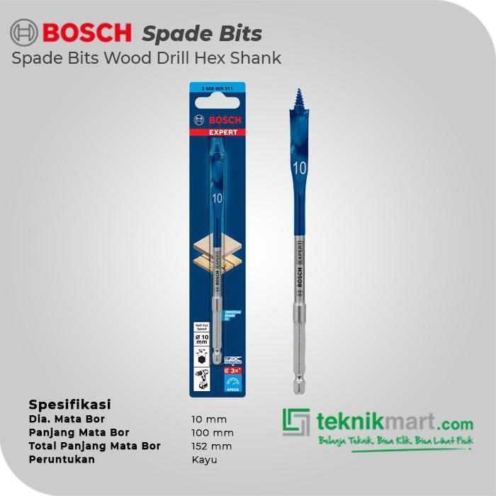 BOSCH SPADE BITS (SELF CUT SPEED) WOOD DRILL BITS 10X152MM HEX SHANK - Image 2