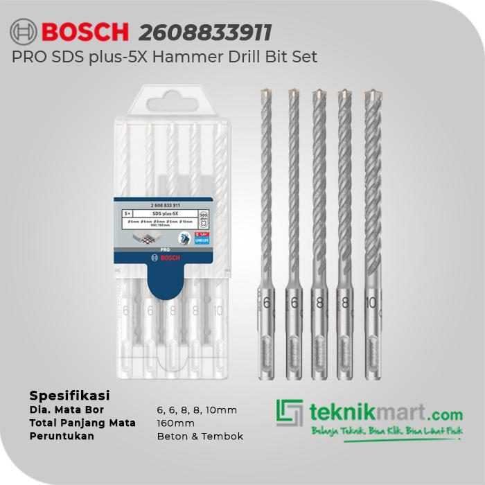 BOSCH SDS PLUS-5X HAMMER BITS 5PCS 6/6/8/8/10MM X 160MM - Image 2