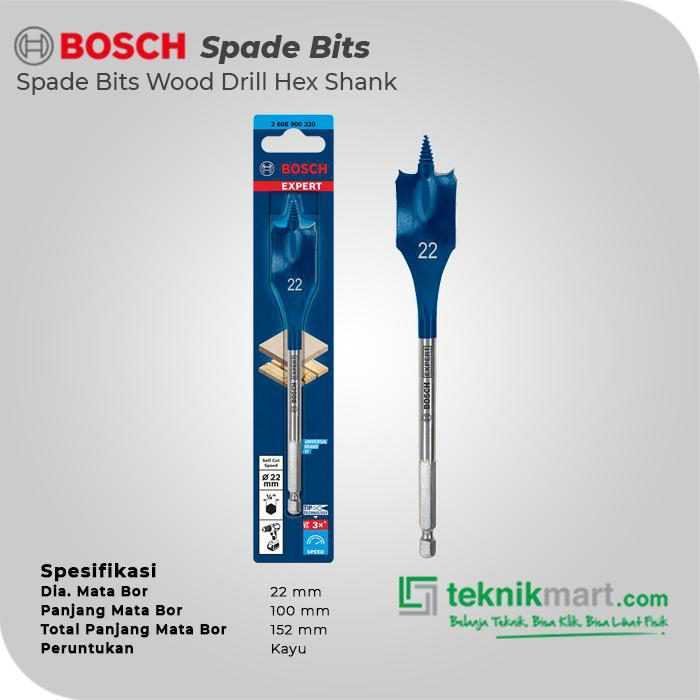 BOSCH SPADE BITS (SELF CUT SPEED) WOOD DRILL BITS 22X152MM HEX SHANK - Image 2