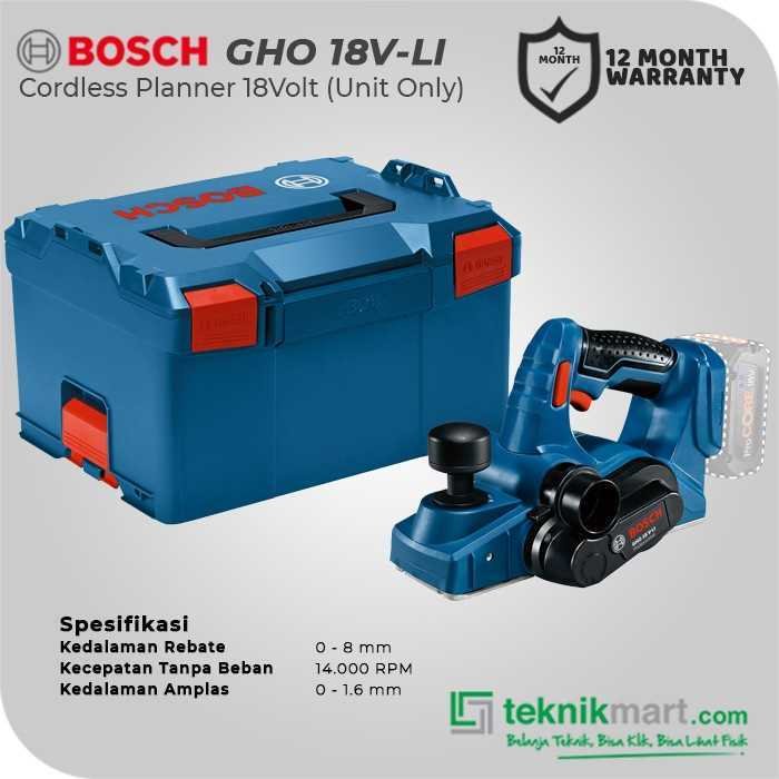 BOSCH GHO 18 V-LI CORDLESS PLANNER 18VOLT 1.6MM 14000RPM (UNIT ONLY) - Image 2