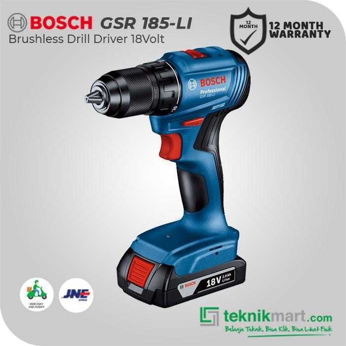 BOSCH GSR 185-LI BRUSHLESS DRILL DRIVER 18VOLT 0-500/1900RPM (1X GBA 18V 2.0Ah, 1X GAL 18V-20, 1X CASE) - Image 3