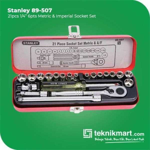 STANLEY 89-507 SOCKET SET SQ 1/4" 6PTS METRIC & IMPERIAL 21 PCS